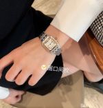 Panthere de Cartier Panther Watch 27*37MM Swiss Quartz Movement Diamond Bezel Silver Bracelet Women Watch